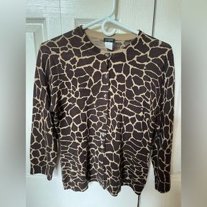 J Crew animal print cardigan.  Size Large